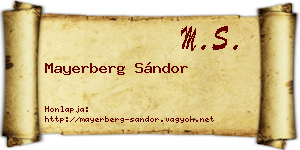 Mayerberg Sándor névjegykártya